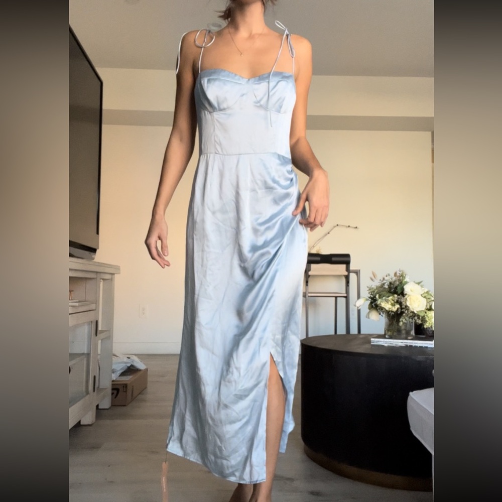 Reformation Marguerite Silk Dress NEW With Tags Horizon Light Blue - Size 10